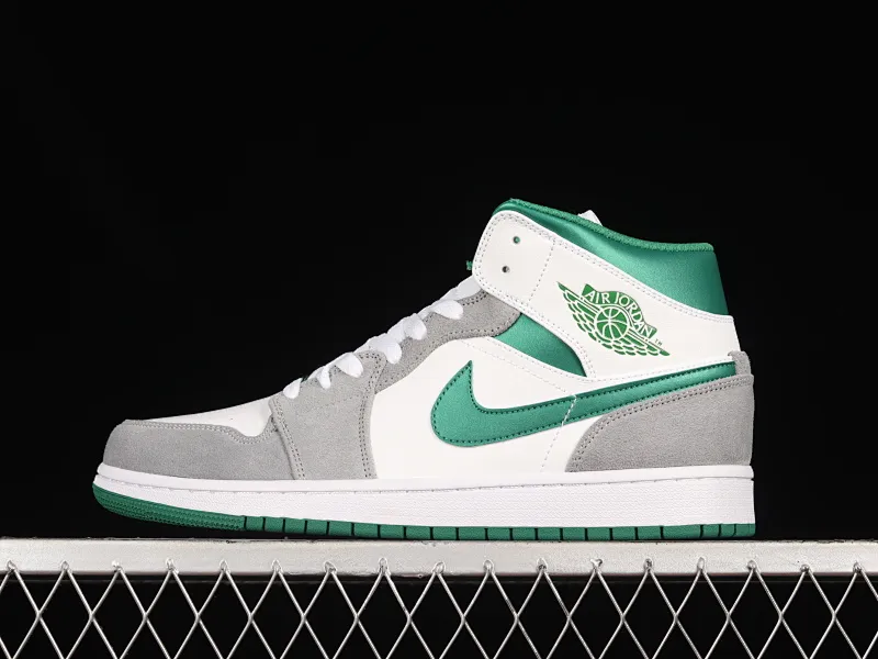 All categories Air Jordan Jordan series basketball shoes Air Jordan 1 Mid Air Jordan 1 Mid AJ1 Joe 1 white gray green mid-top basketball shoes DC7294-103